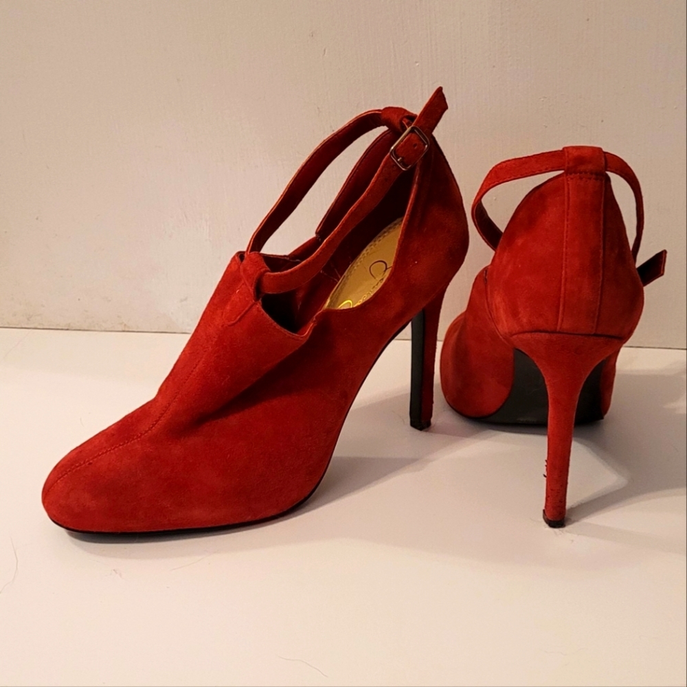 Red Suede Jessica Simpson Stilettos